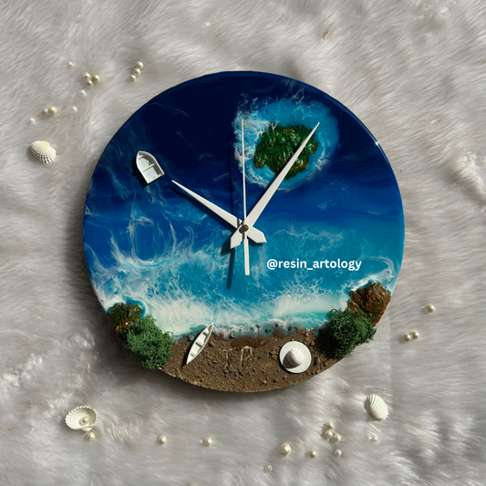 Epoxy Resin Wall Clock | Unique home decor | Housewarming gift - Blue Beach Clock