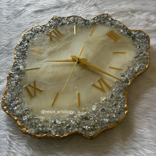 Epoxy Resin Wall Clock | Unique home decor | Housewarming gift - Sandstone And White