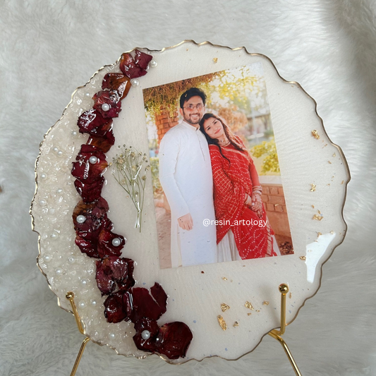 Resin Flower preservation Frame -Resin Varmala sonalized Gift Preservation - Per- Customized with Your Photos and Text