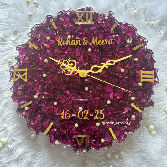 Resin Flower preservation Clock -Resin Varmala Preservatio - Personalized Gift - Customized with Your Photos and Text