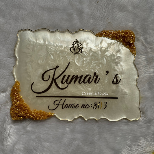 Customised Resin Name Plate - White