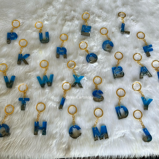 Resin Alphabet Keychain Beach Theme