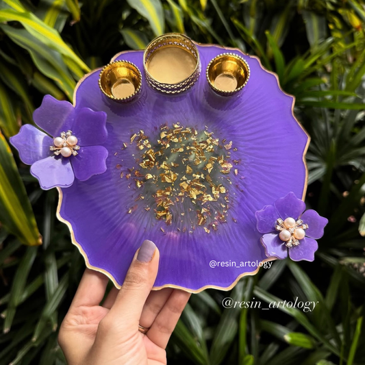 EPOXY Resin POOJA Thali/Aarti thali/Pooja thali/Diwali Resin thali - Purple
