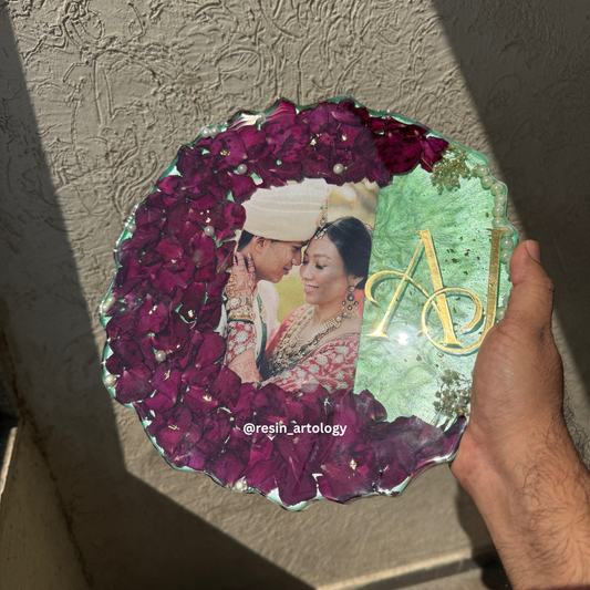 Resin Flower preservation Frame -Resin Varmala sonalized Gift Preservation - Per- Customized with Your Photos and Text