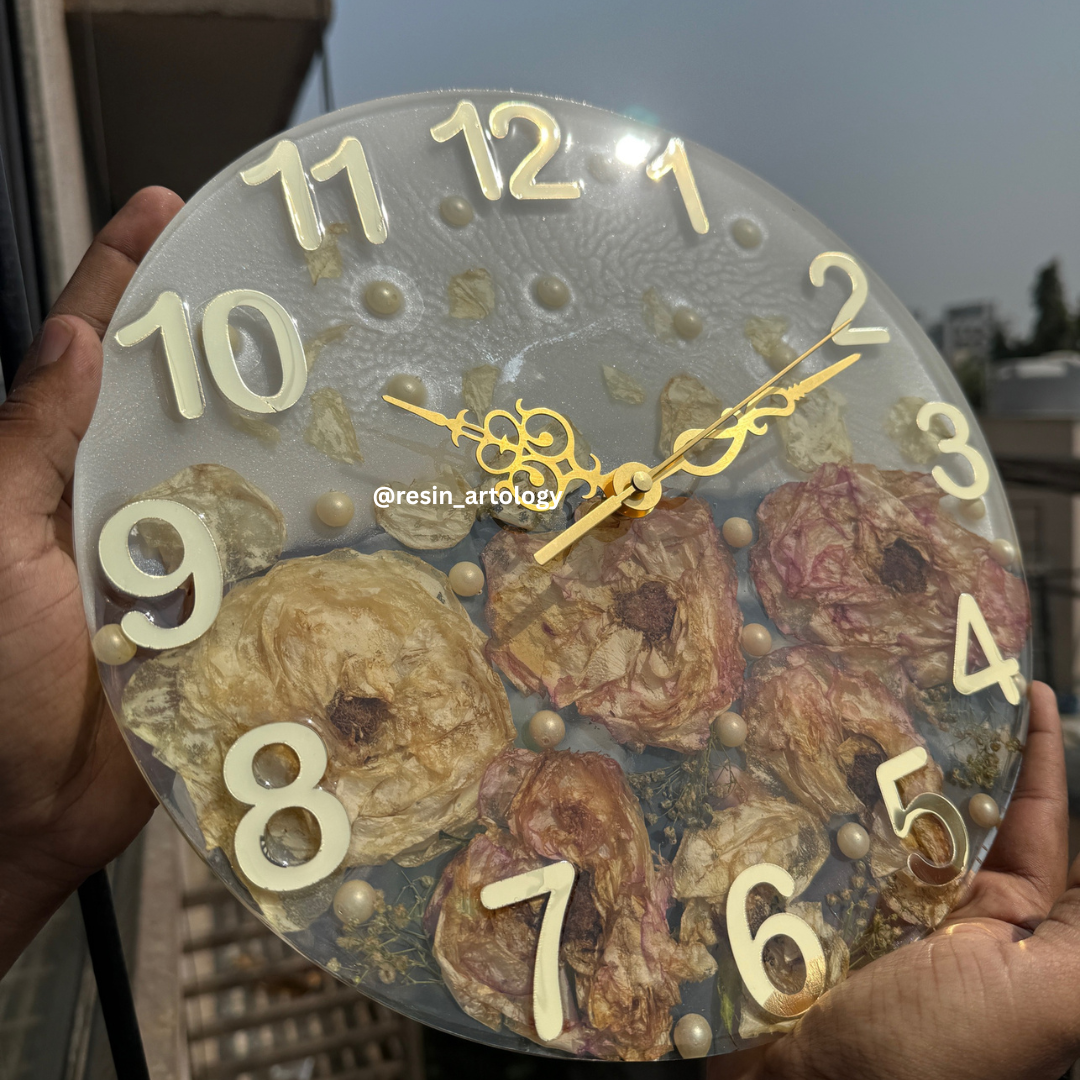 Resin Flower preservation Clock -Resin Varmala Preservatio - Personalized Gift - Customized with Your Photos and Text