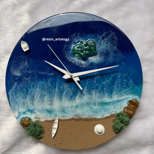 Epoxy Resin Wall Clock | Unique home decor | Housewarming gift - Blue Beach Clock