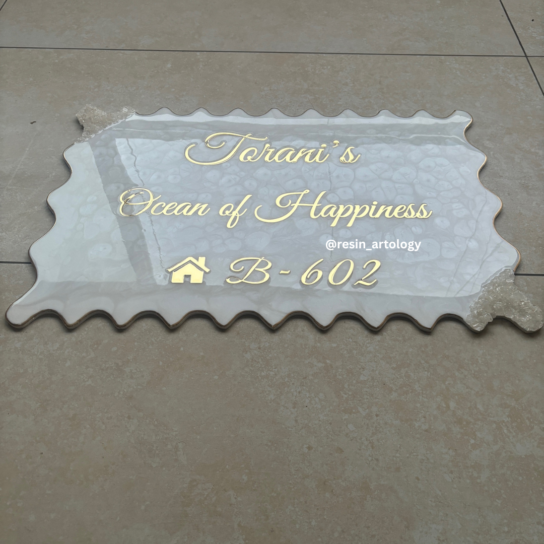 Customised Resin Name Plate - Pearl White