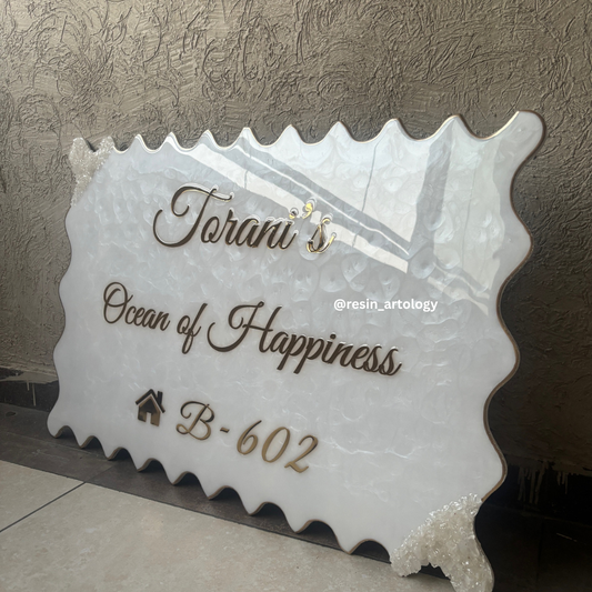 Customised Resin Name Plate - Pearl White