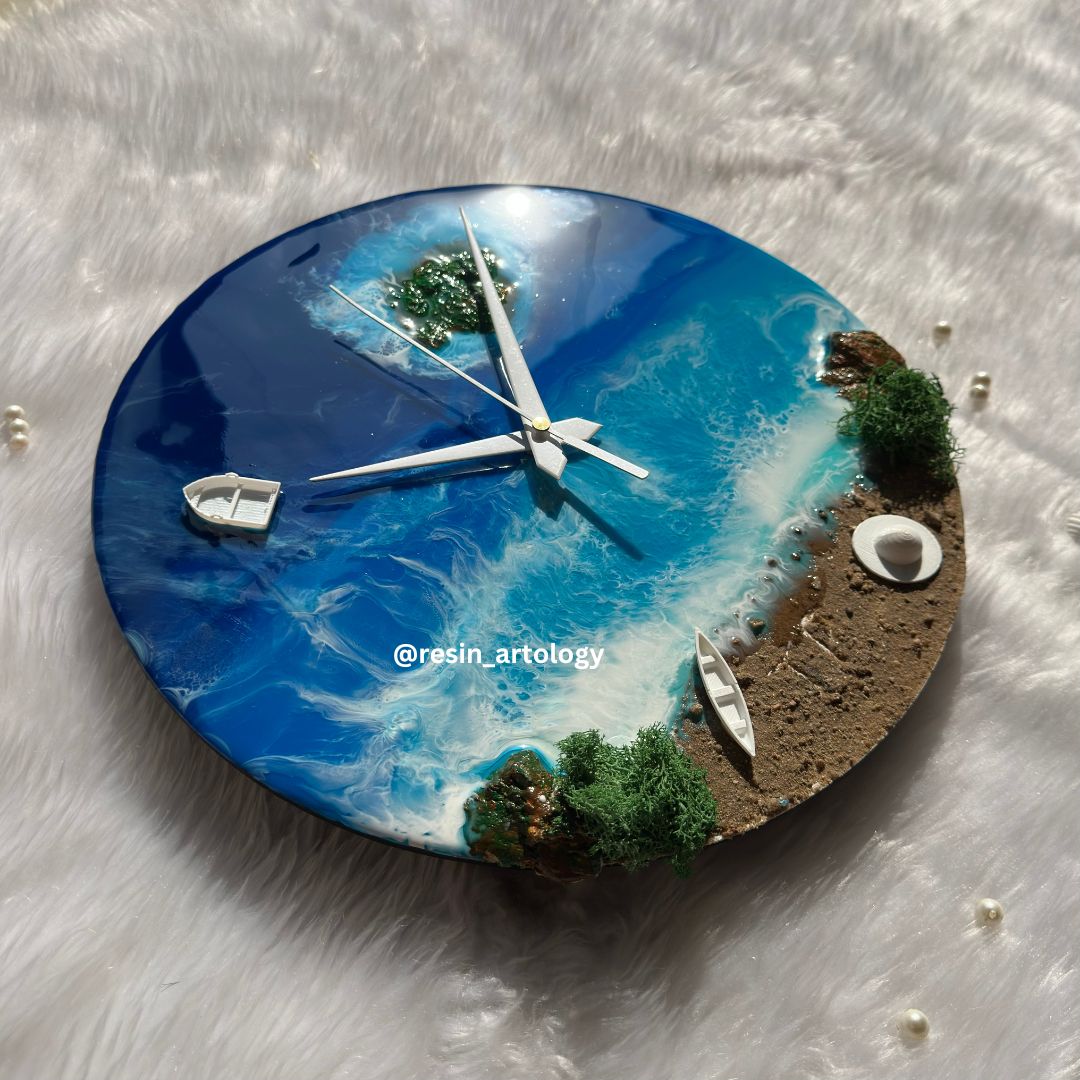 Epoxy Resin Wall Clock | Unique home decor | Housewarming gift - Blue Beach Clock