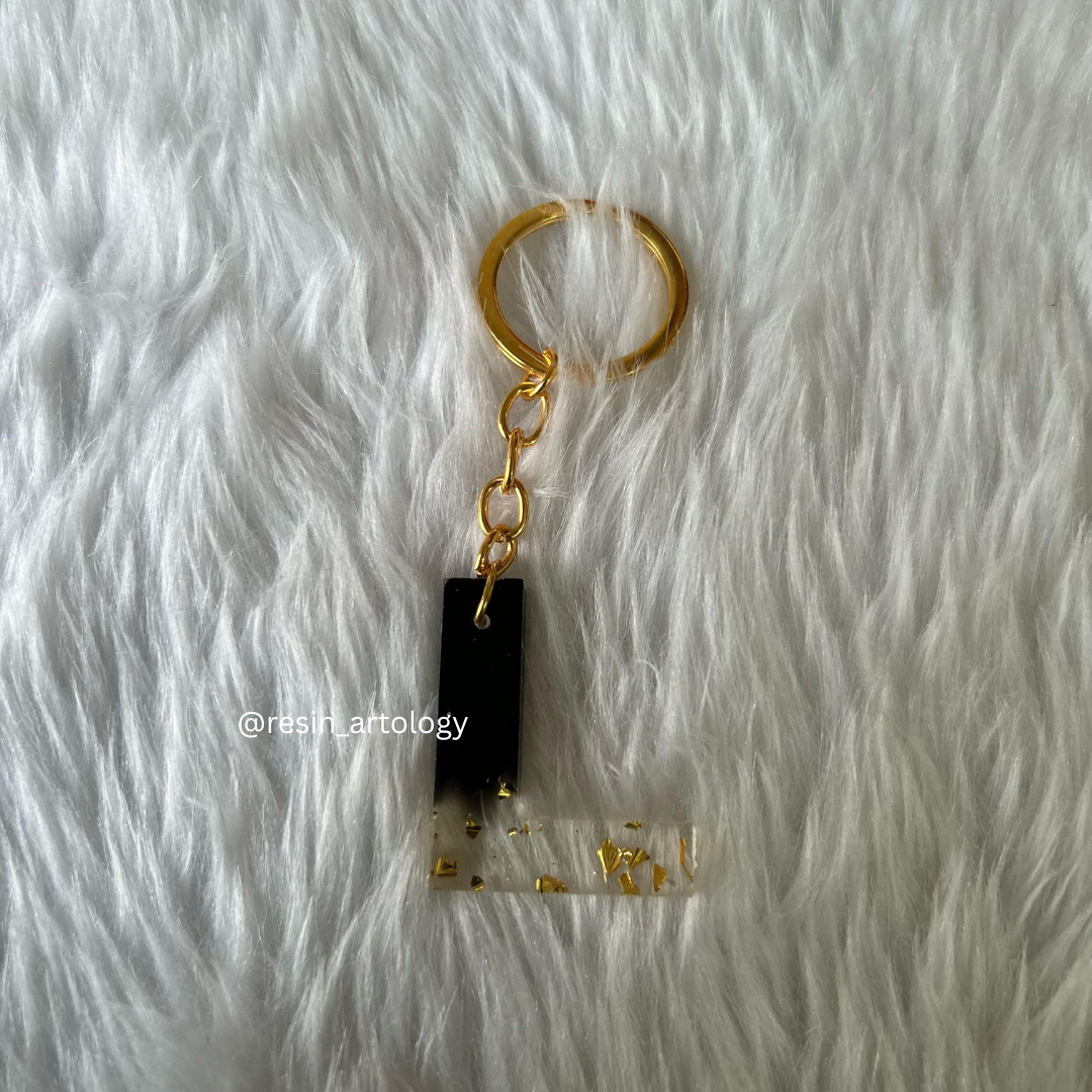 Resin Alphabet Keychain Black
