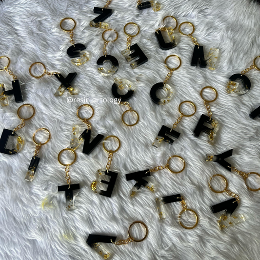 Resin Alphabet Keychain Black