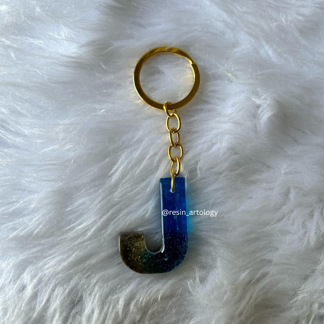 Resin Alphabet Keychain Beach Theme