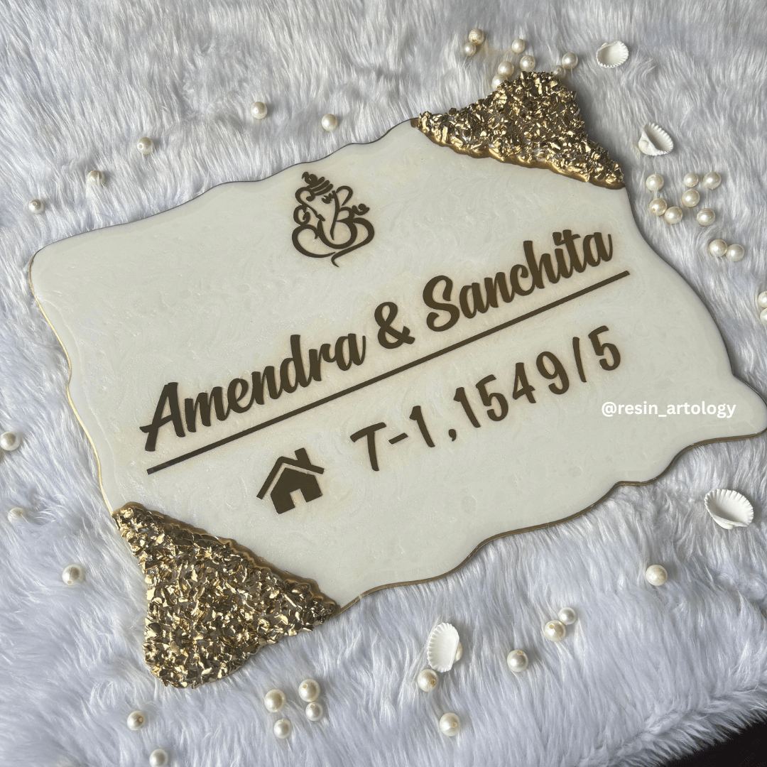 Customised Resin Name Plate - White