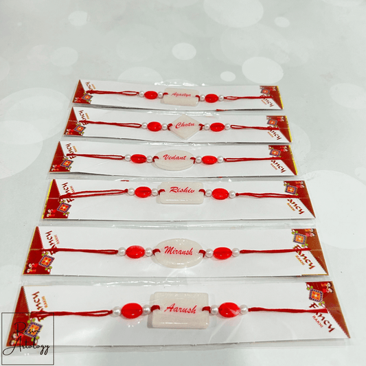 Resin Customised Name Rakhi for Rakshabandhan ( pearl White )