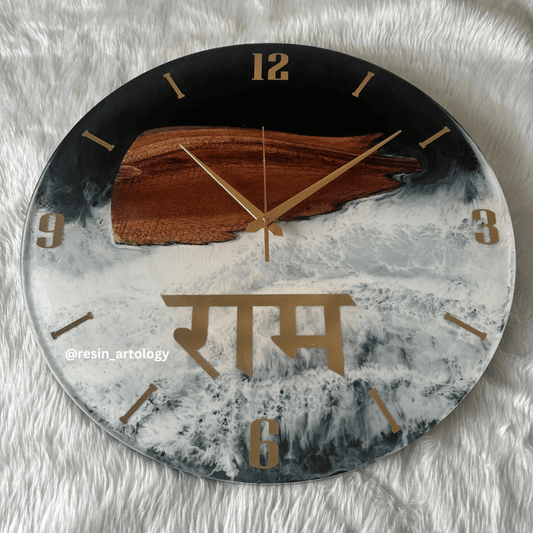 Epoxy Resin Wall Clock | Unique home decor | Housewarming gift - Black Wooden Clock