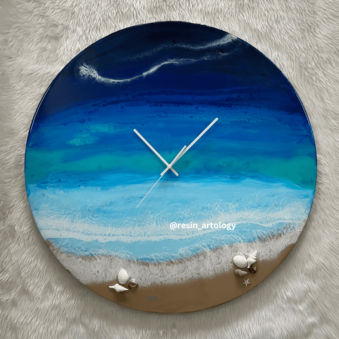 Epoxy Resin Wall Clock | Unique home decor | Housewarming gift - Blue Beach Clock