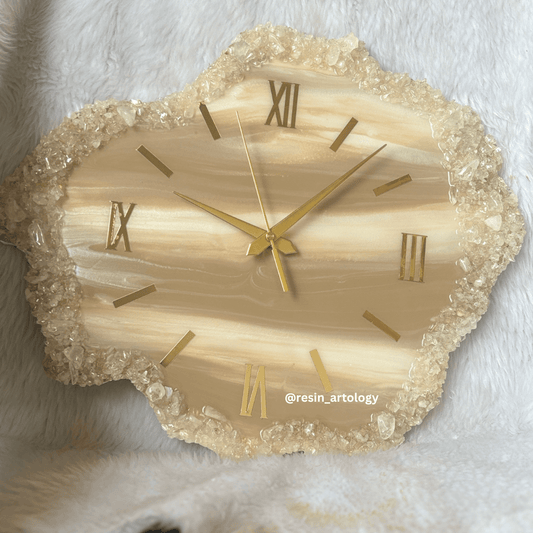 Epoxy Resin Wall Clock | Unique home decor | Housewarming gift - Sandstone And White