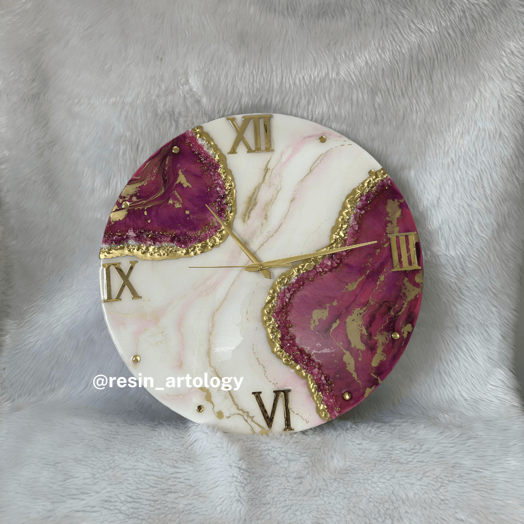 Epoxy Resin Wall Clock | Unique home decor | Housewarming gift - Purple and White Clock